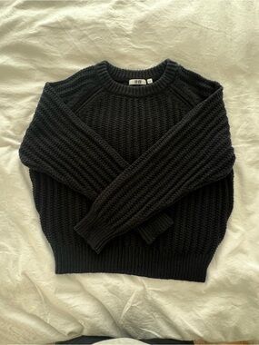 UNIQLO U LOW GAUGE CREW NECK SWEATER in Black